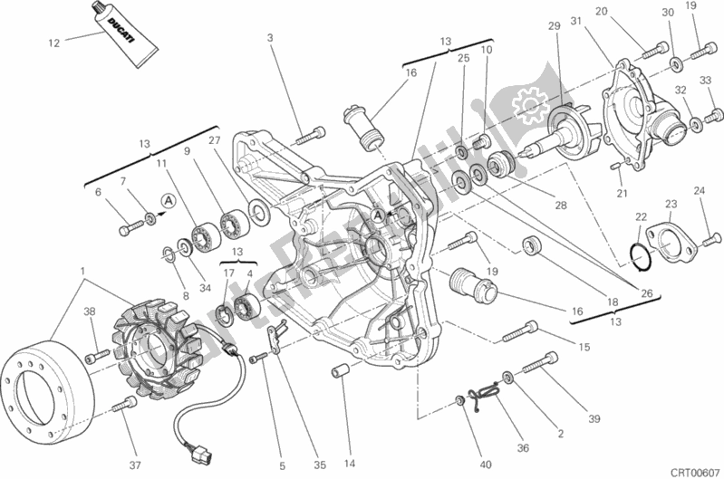 Alle onderdelen voor de Generatorafdekking - Waterpomp van de Ducati Superbike 848 EVO USA 2012